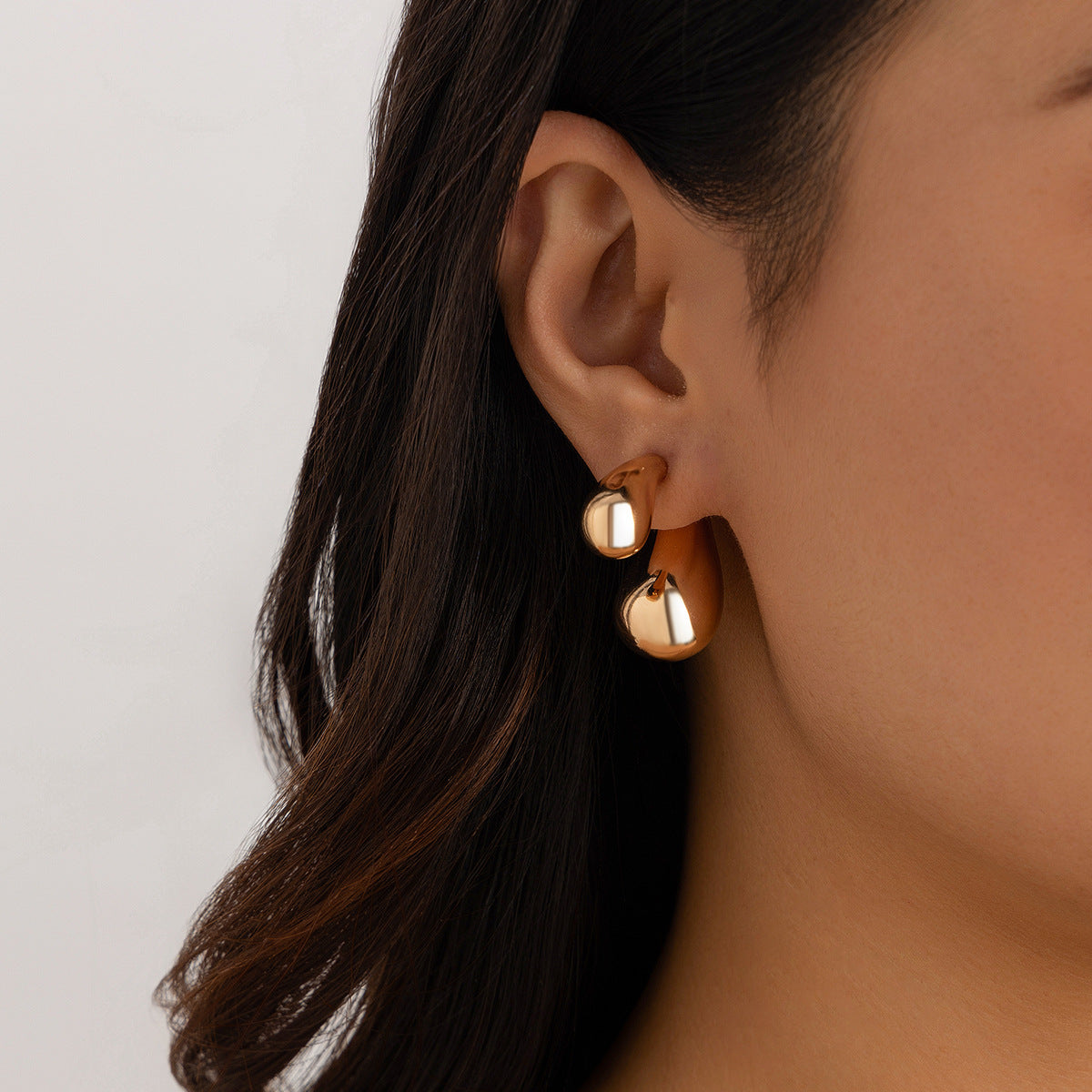Ins Splicing Detachable Double comma Earing Fashionable Simple Style Irregular Earrings