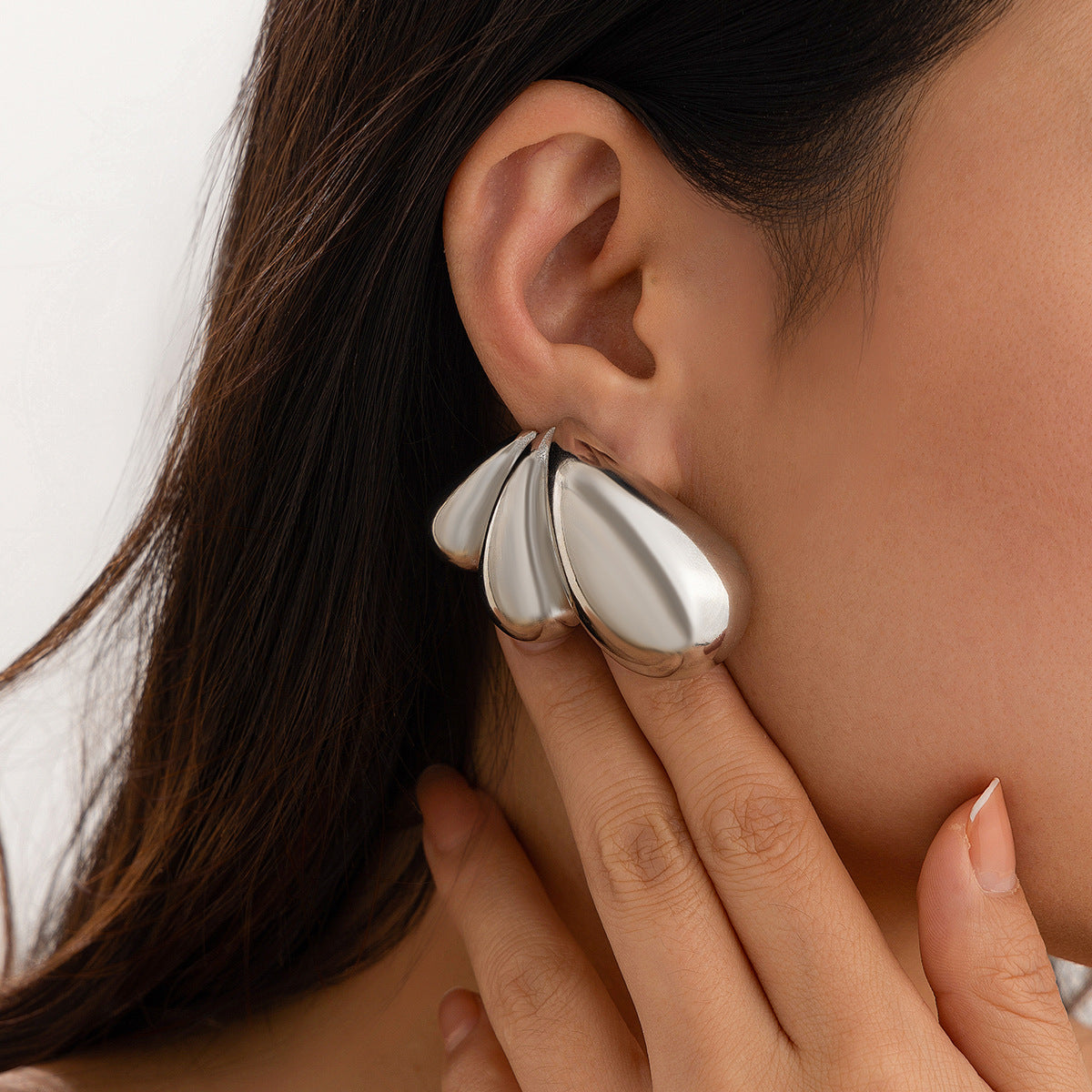 Ins Splicing Detachable Double comma Earing Fashionable Simple Style Irregular Earrings
