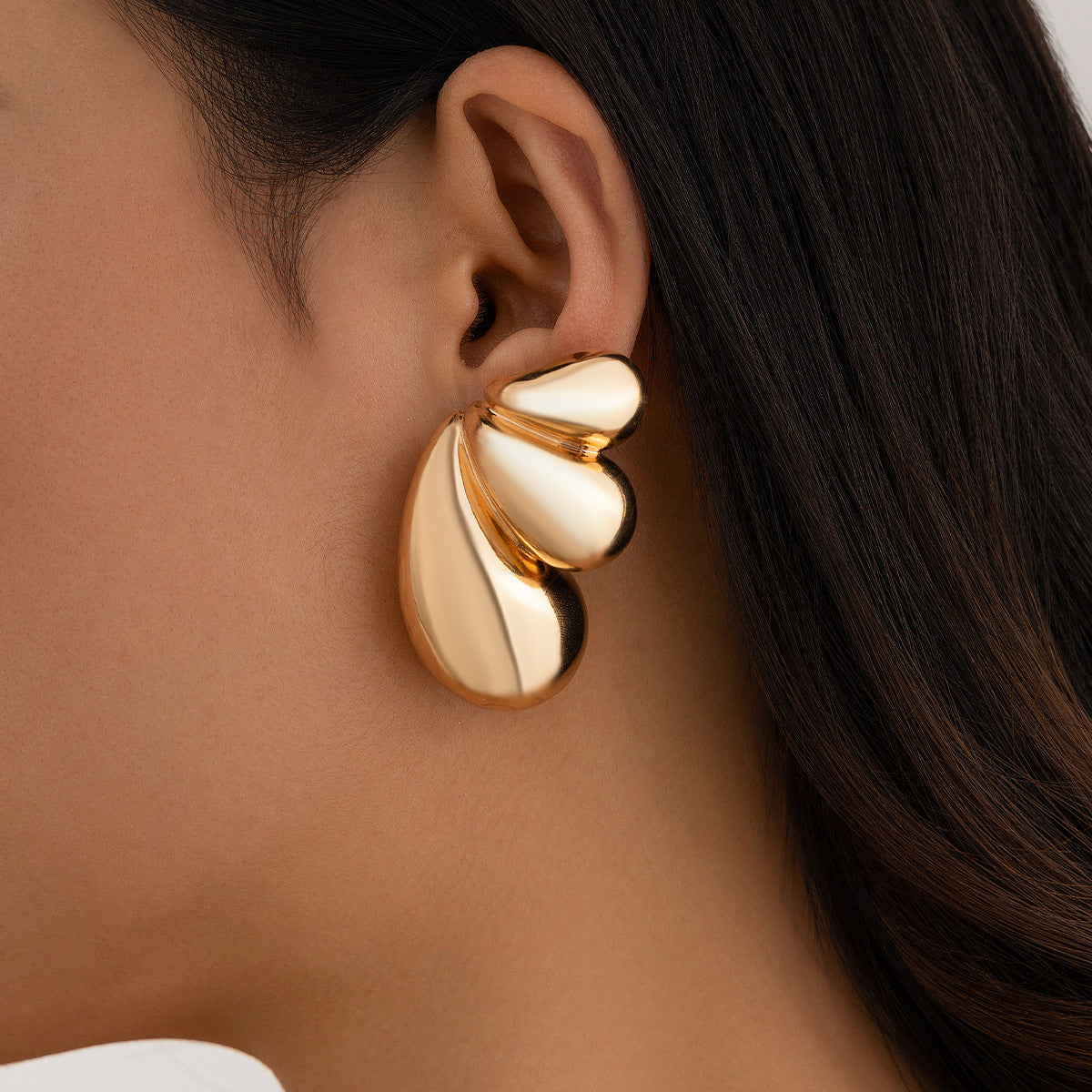 Ins Splicing Detachable Double comma Earing Fashionable Simple Style Irregular Earrings