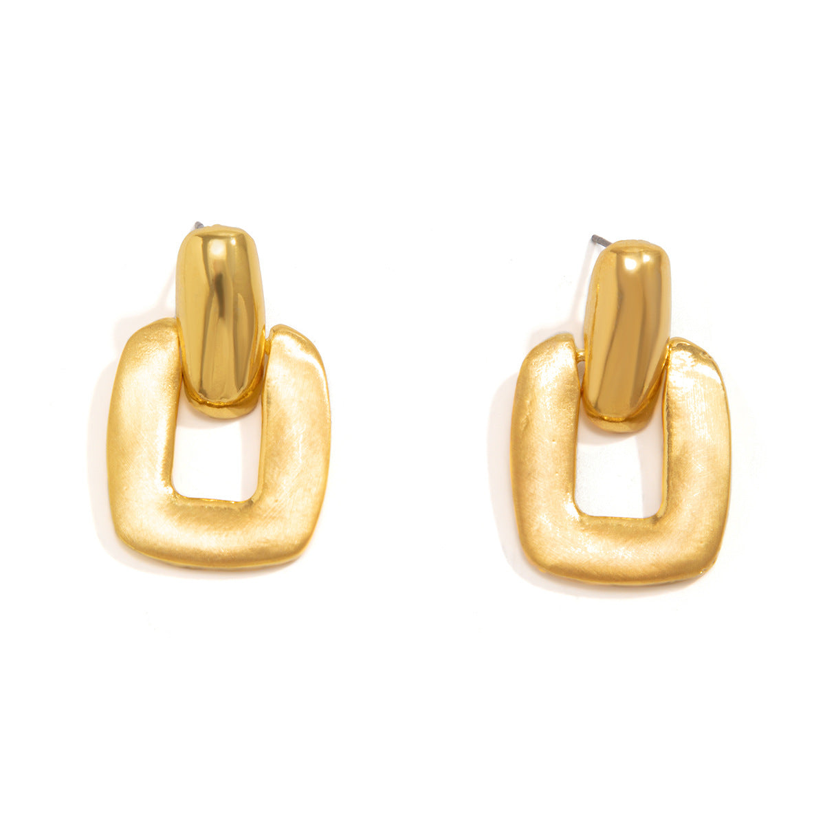 style metal alloy versatile temperament button geometric earrings