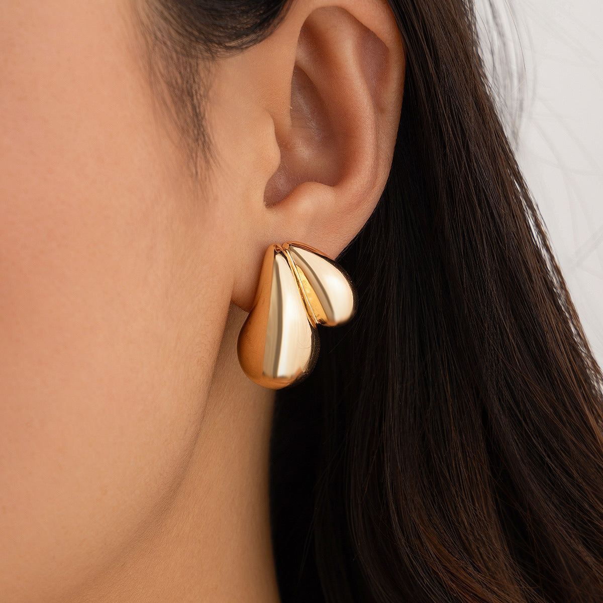 Ins Splicing Detachable Double comma Earing Fashionable Simple Style Irregular Earrings