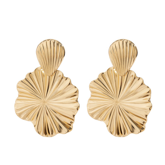 metal lotus leaf earrings, niche and cool style