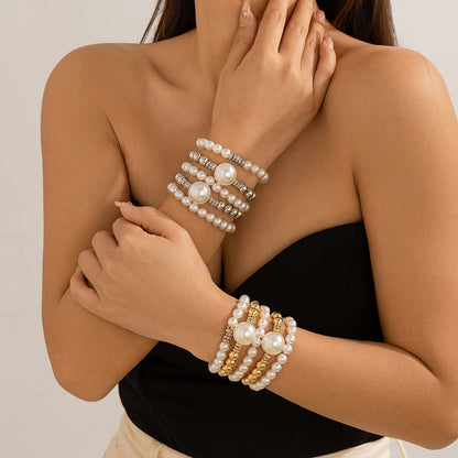 bracelet set with creative temperament ,large round beads and micro inlaid decoration