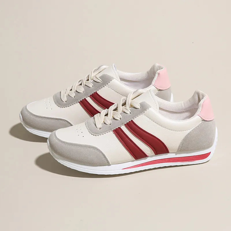 Lace Up Contrast Round Toe Flats Sneakers