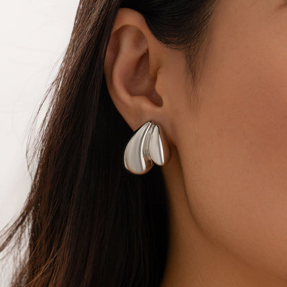 Ins Splicing Detachable Double comma Earing Fashionable Simple Style Irregular Earrings