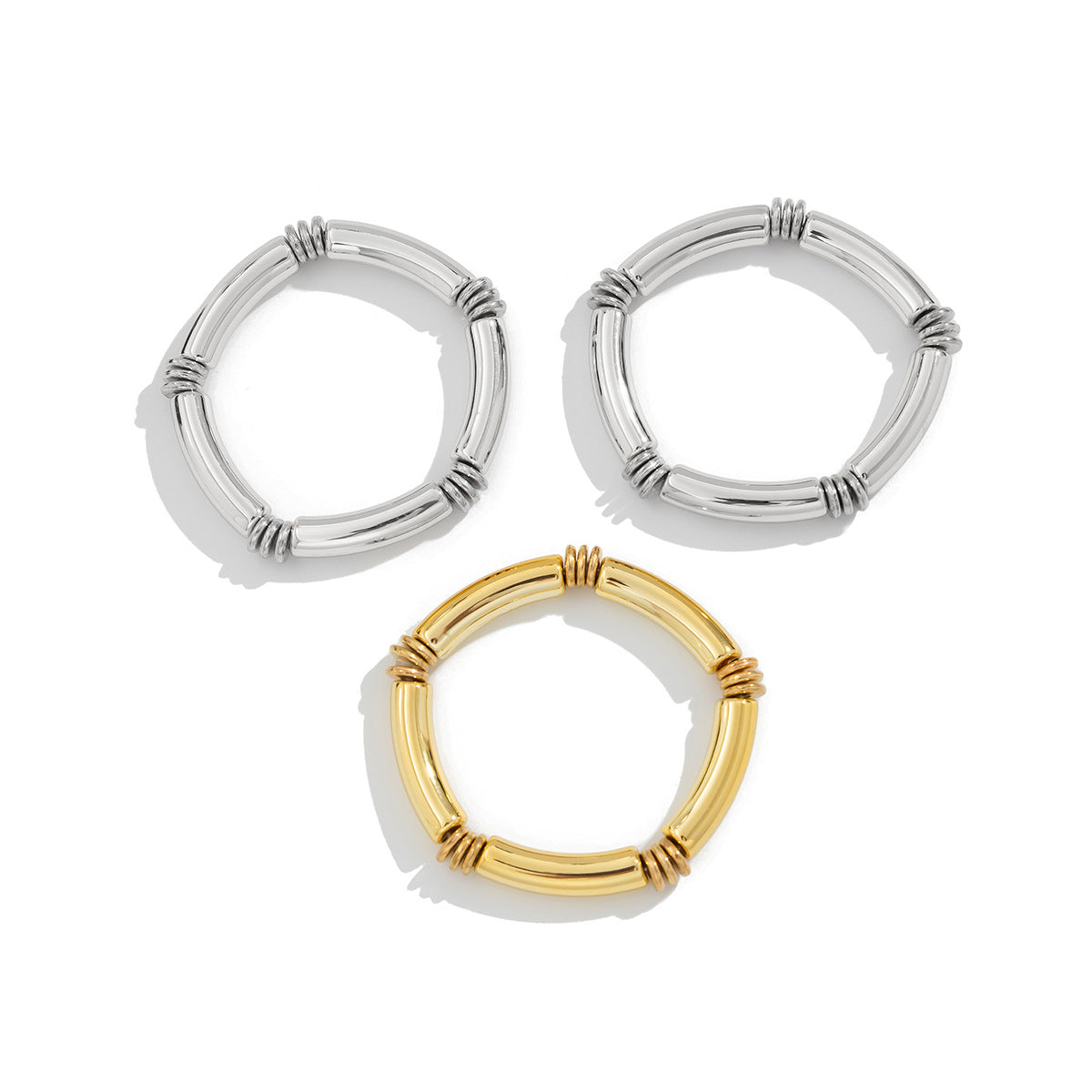 Fashionable irregular CCB bent tube bracelet with simple smooth surface Bracelet set new style