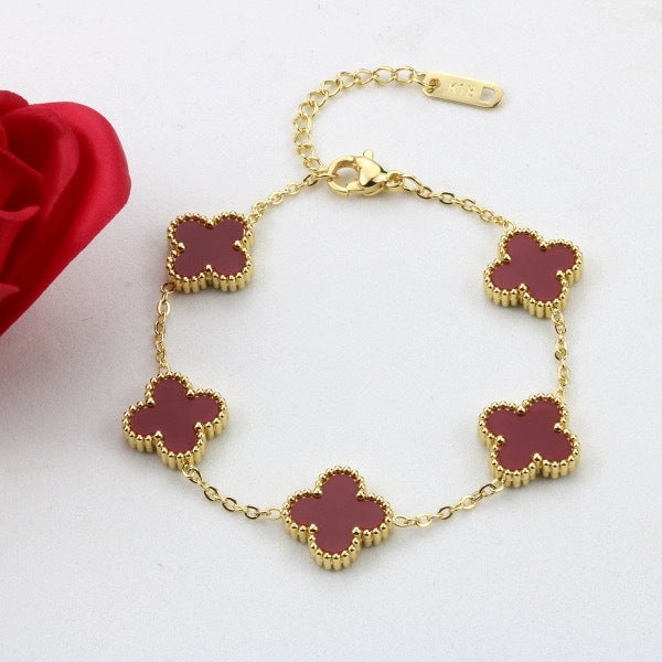 Four leaf clover bracelet women's titanium steel light luxury electroplating