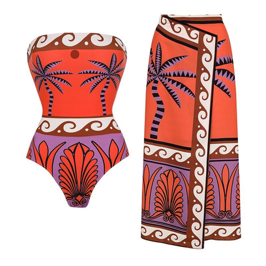 Two piece hot spring swimsuit women's strapless swimsuit