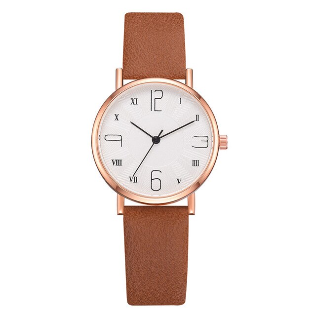 Watches Luxury Brand  Leather Strap Round Dial Digital Quartz