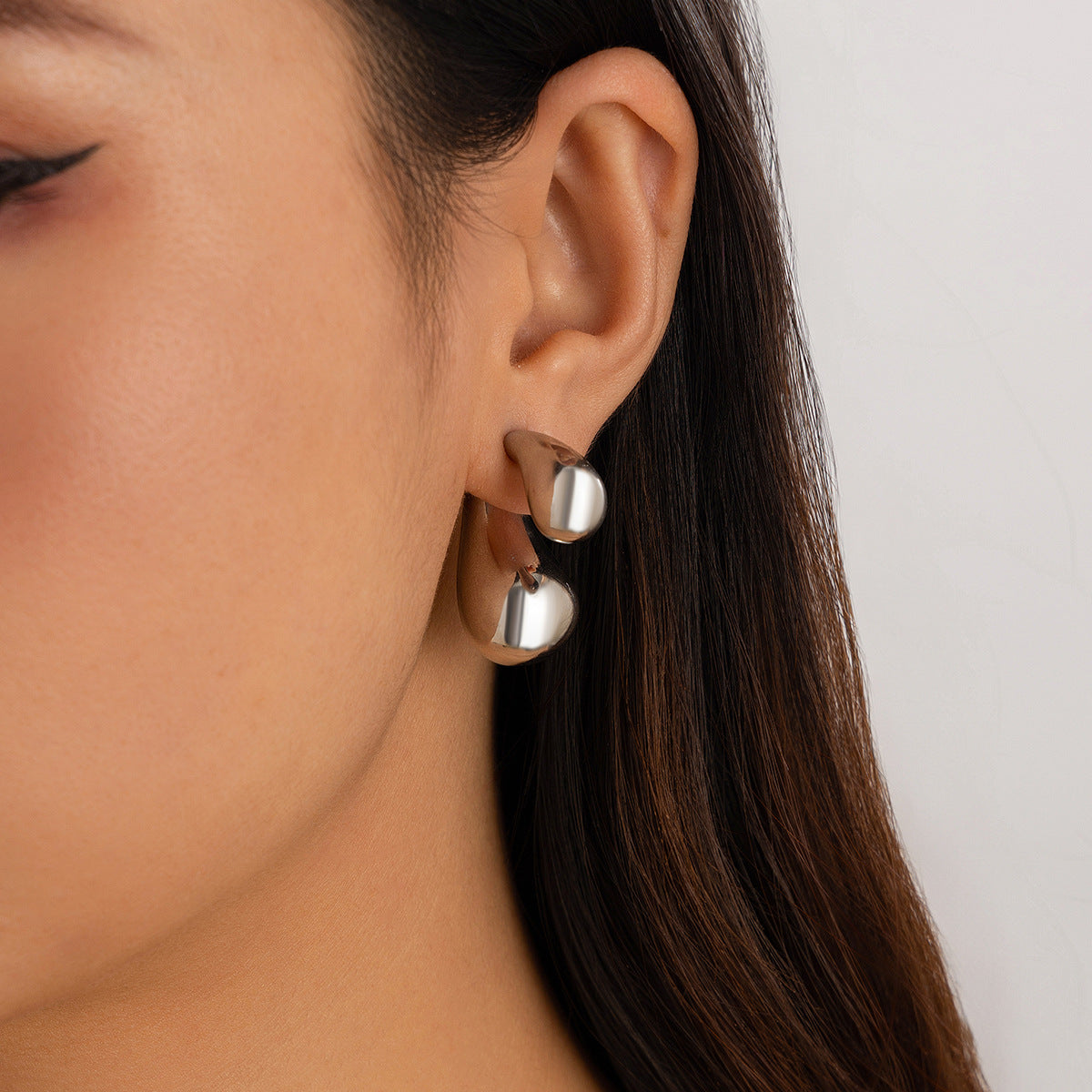 Ins Splicing Detachable Double comma Earing Fashionable Simple Style Irregular Earrings