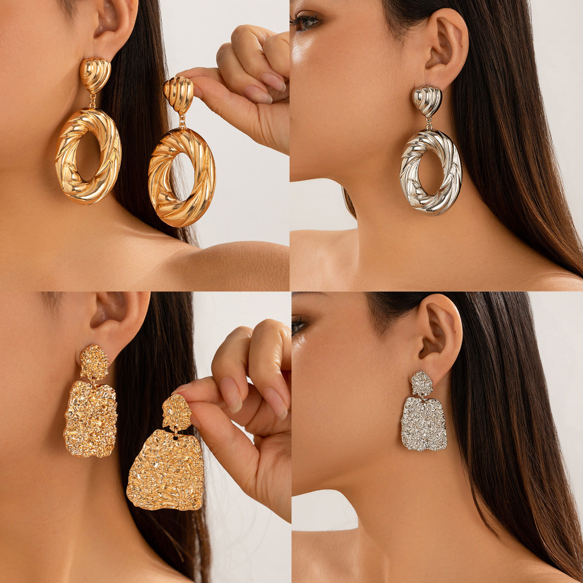 Irregular scallop earrings, female ins, exaggerated summer pleats, large circle earrings