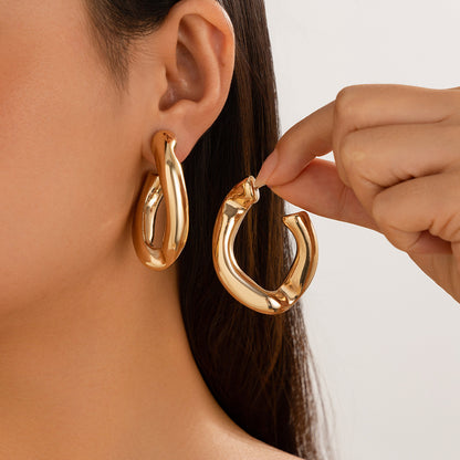 style metal alloy versatile temperament button geometric earrings