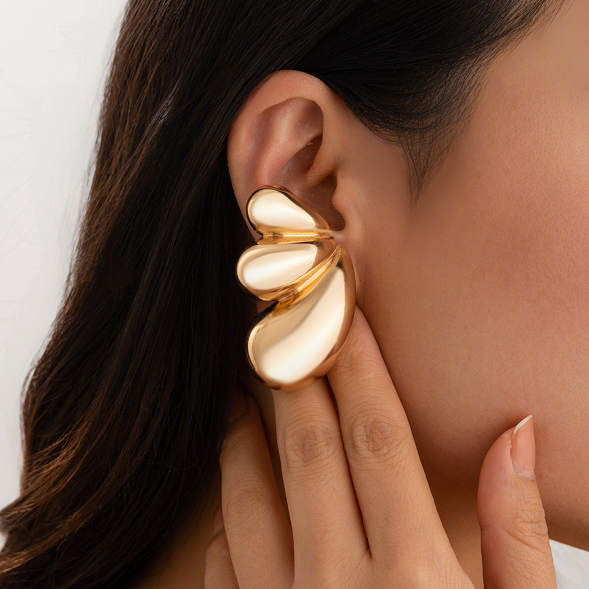 Ins Splicing Detachable Double comma Earing Fashionable Simple Style Irregular Earrings