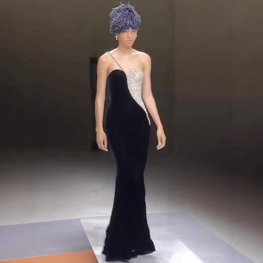 Fashion Dress New Hepburn Style Elegant Women's Splicing Sexy
